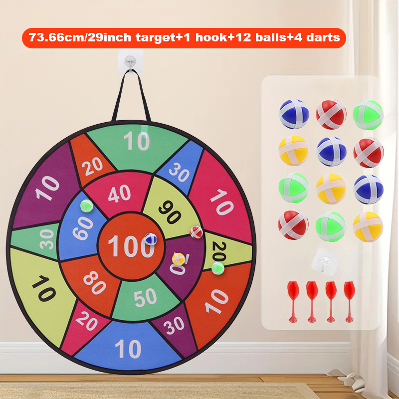 Party Games Indoor For 6 12 Year Olds - 끈끈이 볼 다트판 - 볼 12개+다트