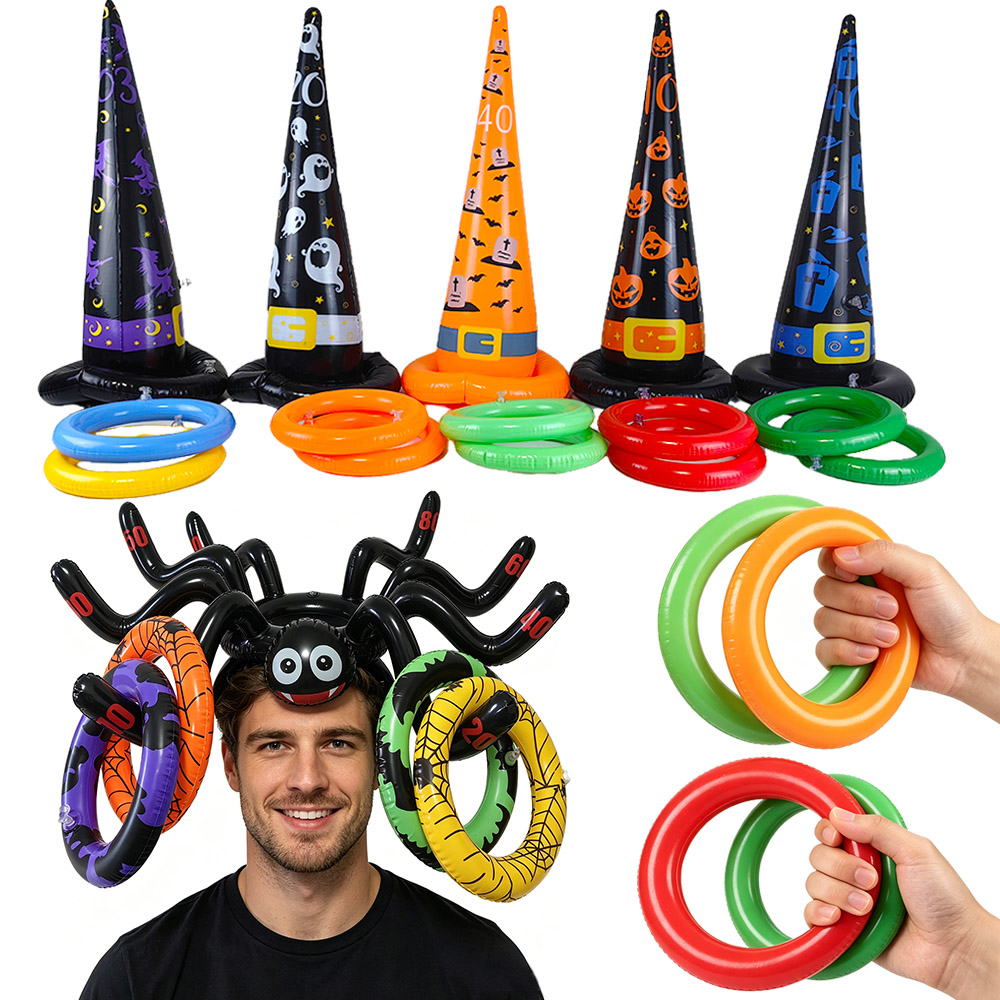 Ring Toss Outdoor - 풍선 거미 마녀 모자 던지기 게임