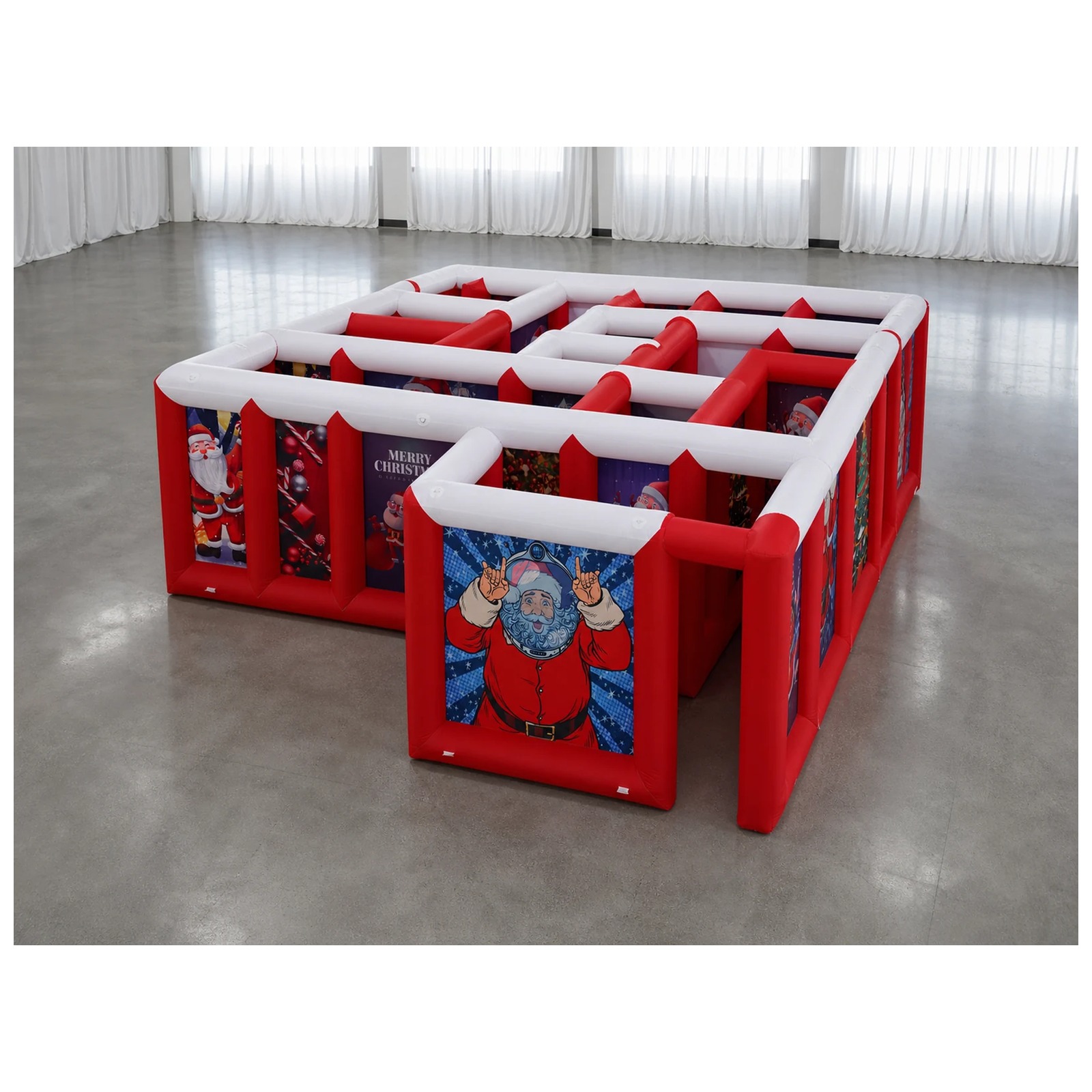대형 빨간색과 흰색 평평한 지붕의 에어바운스 미로 3X - Party Games Kids And Adults 리뷰 및 가격